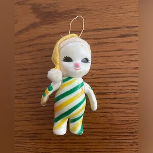 Vintage snow baby ornament retro Japan pixie 3.25”h